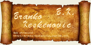 Branko Keskenović vizit kartica